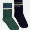 Old Khaki Socks & Underwear | Men'S 2-Pack Finch Ribbed Striped Socks Green