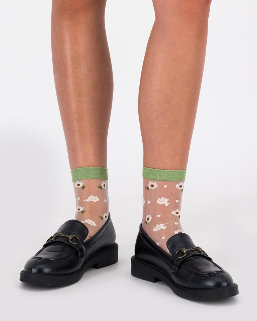 Old Khaki Socks | Women'S Mally Daisy Mesh Socks Green