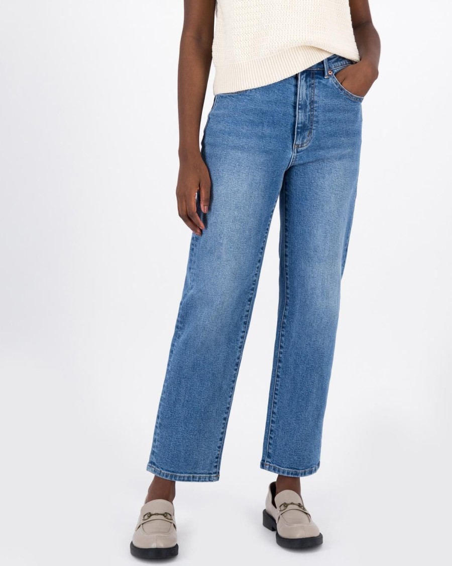 Old Khaki Denim | Women'S Asha Straight Leg Denim Mid Blue