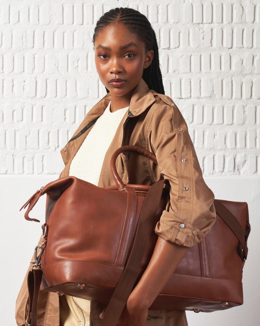 Old Khaki Bags & Purses | Uni Rami Leather Weekender Bag Brown