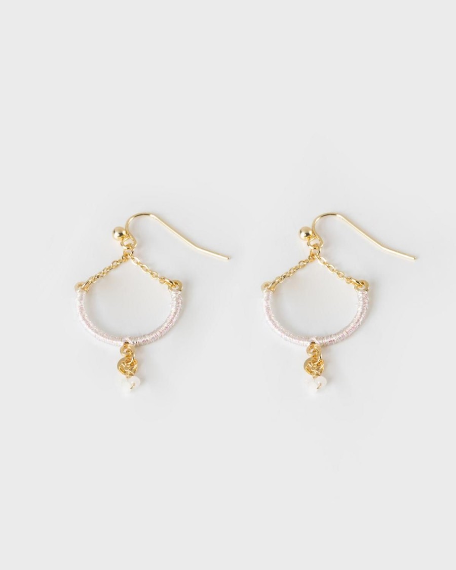 Old Khaki Jewellery | Women'S Thread & Stone Drop Earrings White