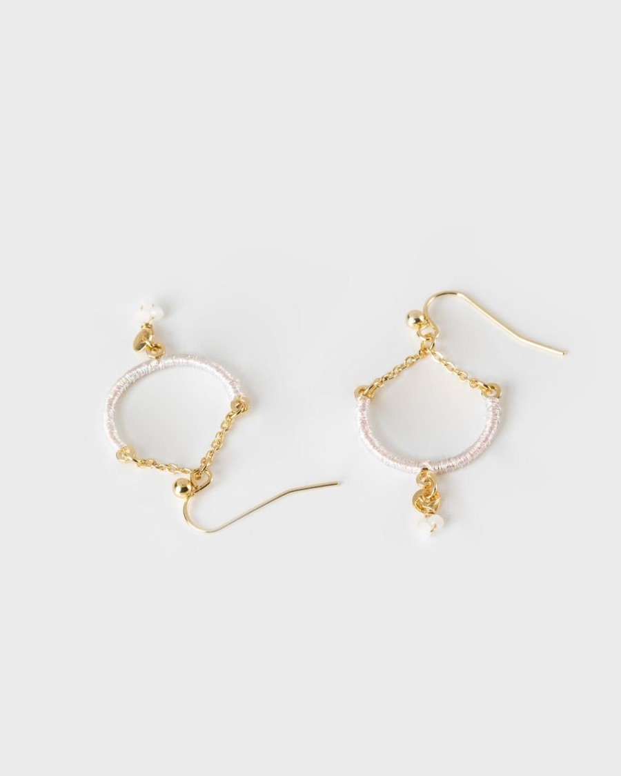 Old Khaki Jewellery | Women'S Thread & Stone Drop Earrings White