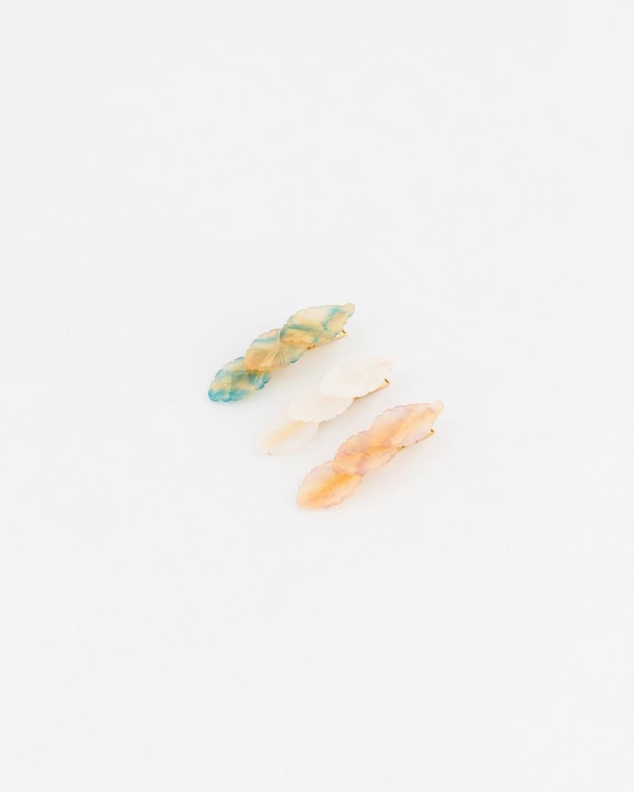 Old Khaki Hair Accessories | Women'S Leaf Mother Of Pearl Clips (3-Pack) Green