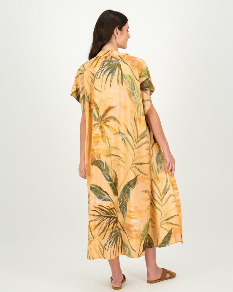 Old Khaki Scarves & Kimonos | Women'S Hattie Tropical Leaf Printed Kimono Pink