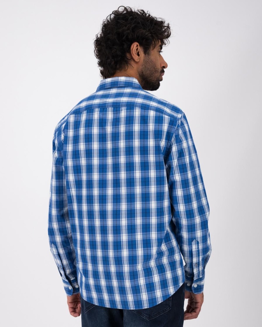 Old Khaki Shirts | Men'S Albert Check Slim Fit Shirt Blue