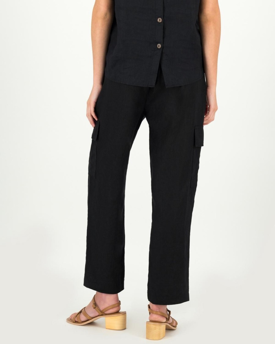 Old Khaki Pants | Women'S Audrey Linen Utility Pants Black