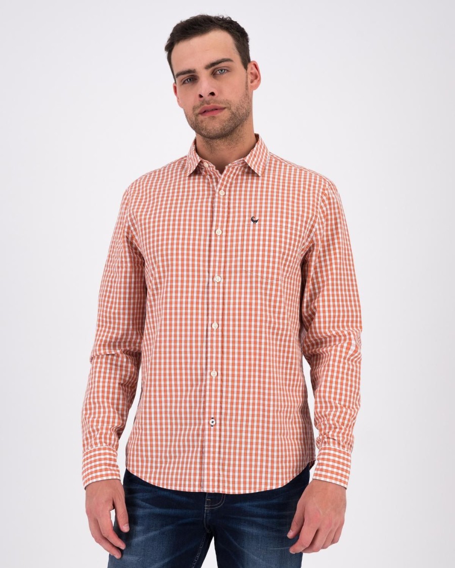 Old Khaki Shirts | Men'S Charl Gingham Slim Fit Shirt Red