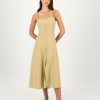 Old Khaki Dresses & Jumpsuits | Women'S Justine Linen Strappy Dress Stone