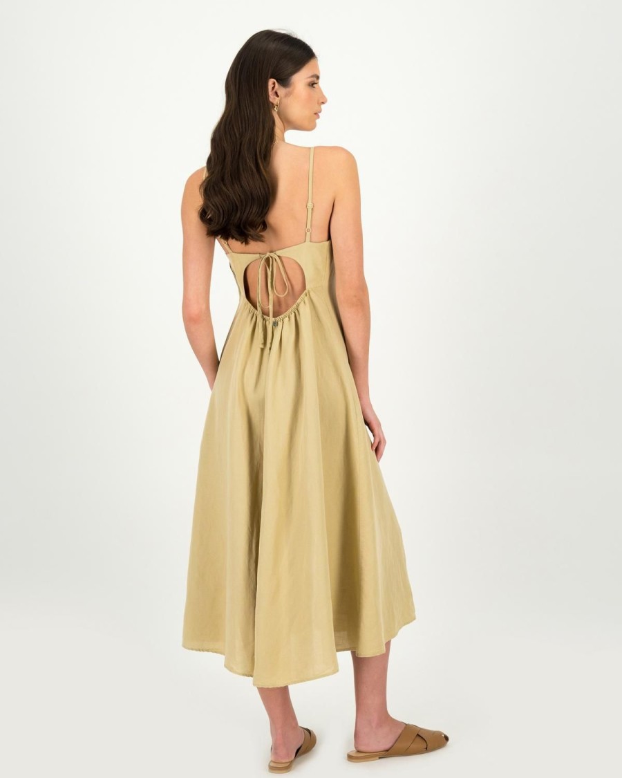 Old Khaki Dresses & Jumpsuits | Women'S Justine Linen Strappy Dress Stone