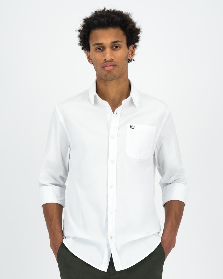 Old Khaki Shirts | Men'S Maxwell Brushed Twill Shirt White