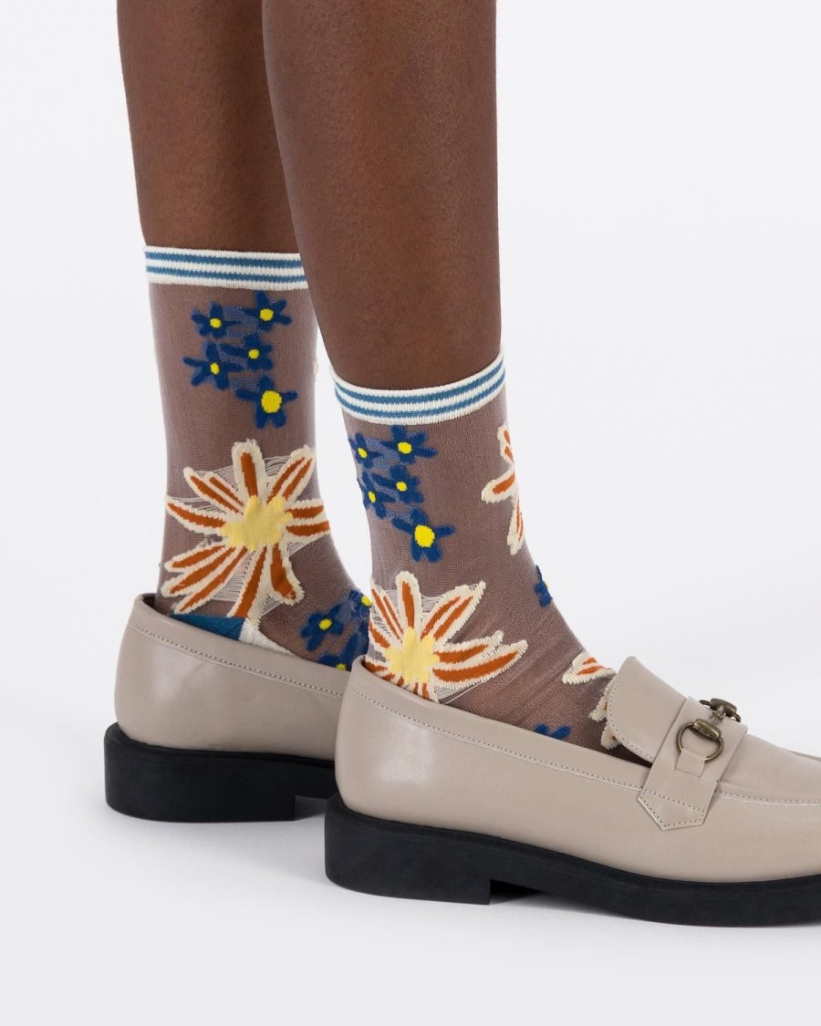 Old Khaki Socks | Women'S Nikka Floral Mesh Socks Blue