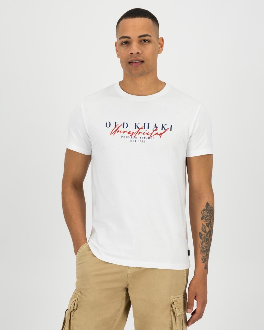 Old Khaki T-Shirts | Men'S Riley Standard Fit Embroidery T-Shirt White