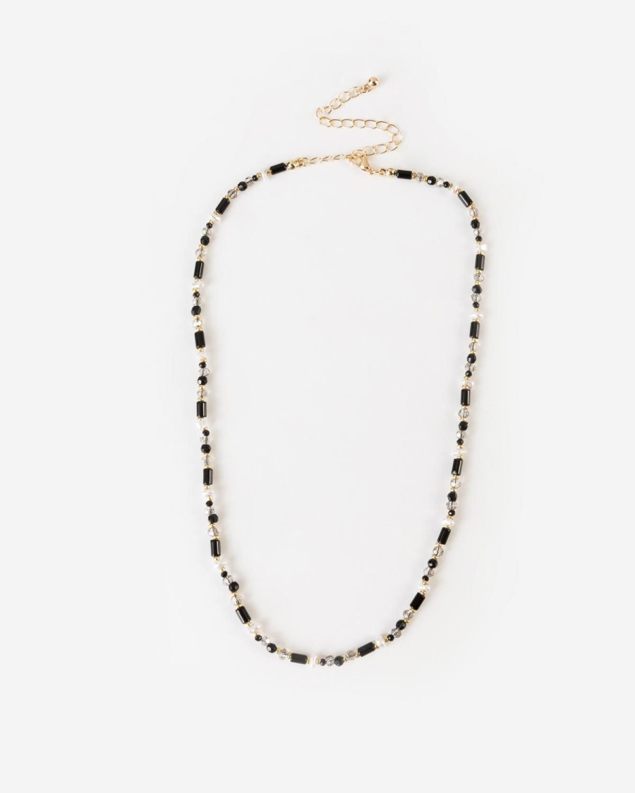 Old Khaki Jewellery | Women'S Beaded Charm Short Necklace Black