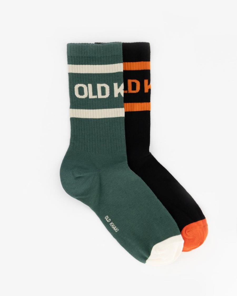 Old Khaki Socks & Underwear | Men'S 2-Pack Bart Branded Socks Black