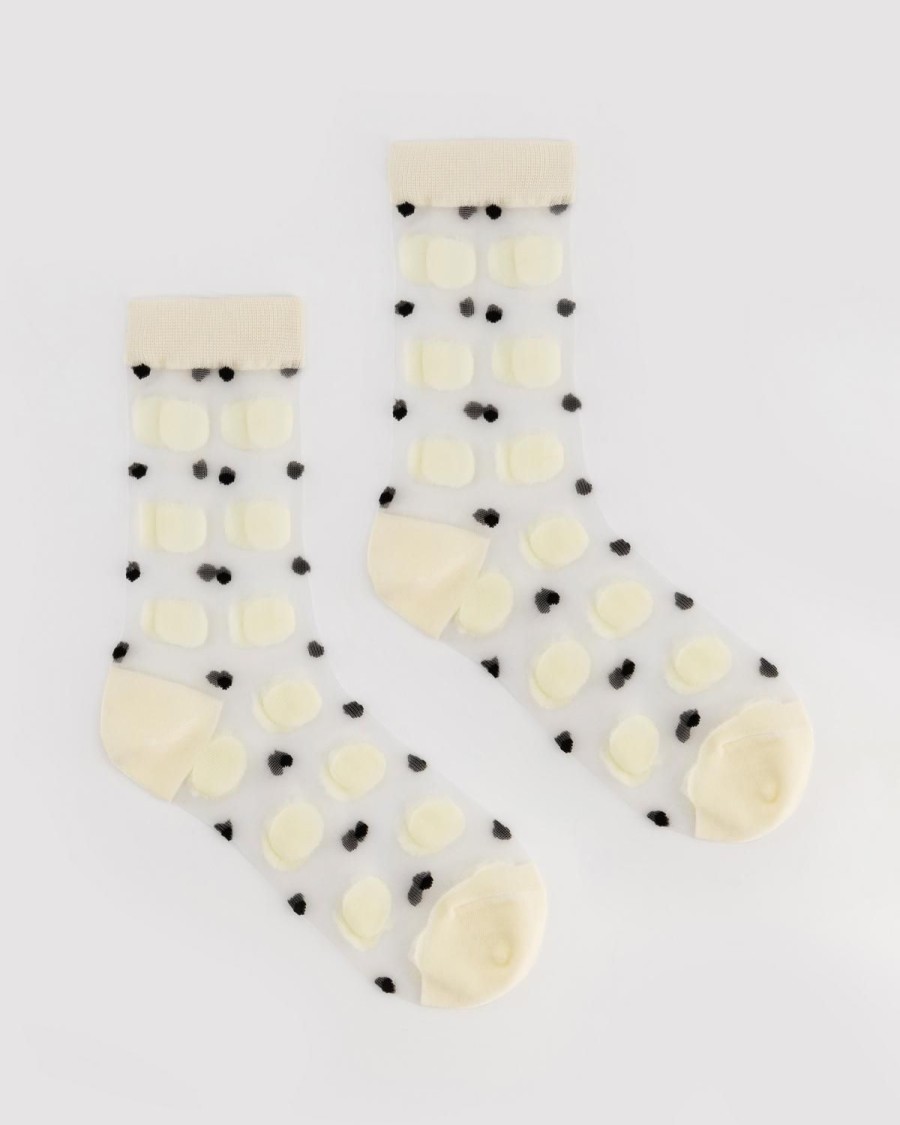 Old Khaki Socks | Women'S Dina Abstract Dot Mesh Socks Milk