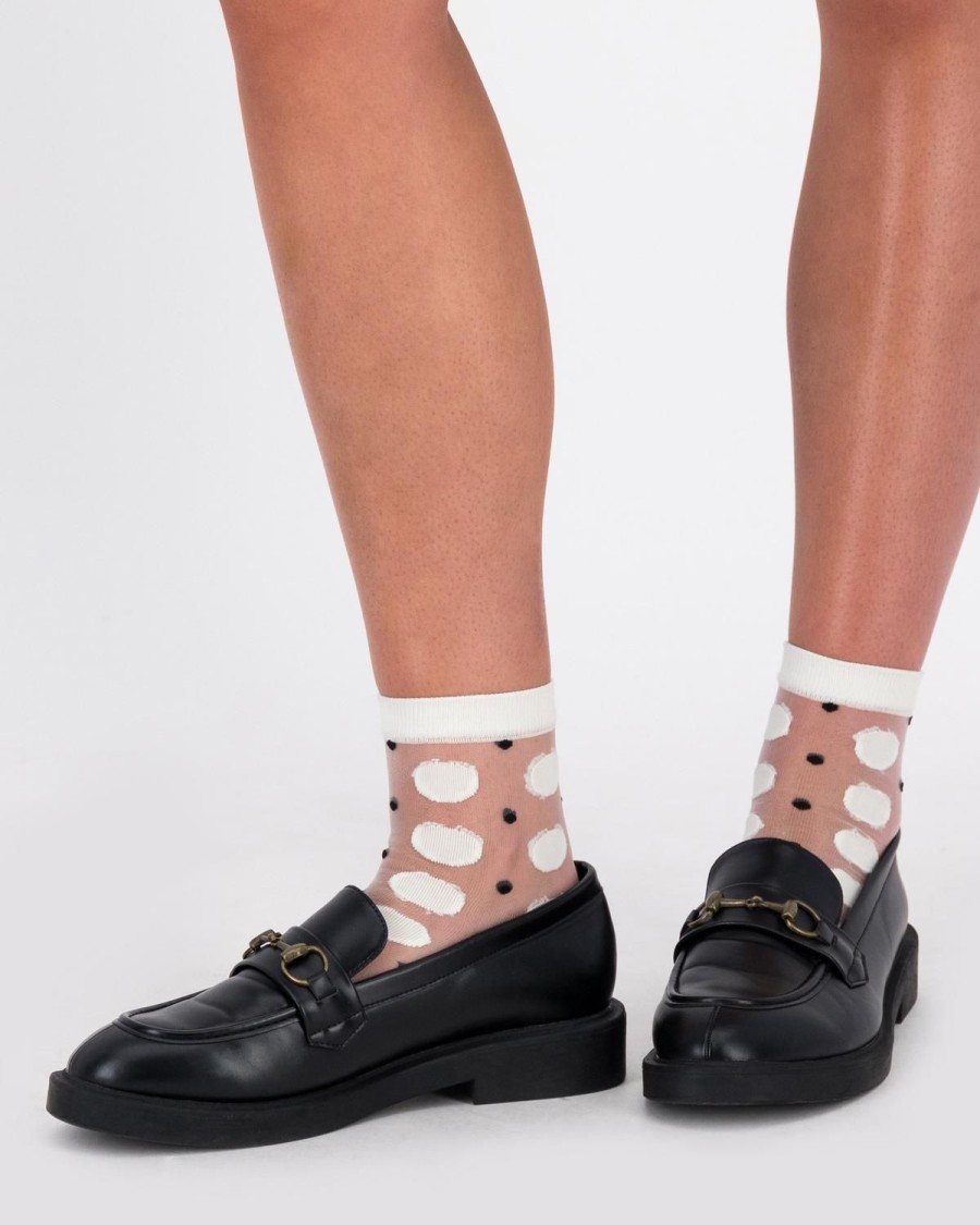 Old Khaki Socks | Women'S Dina Abstract Dot Mesh Socks Milk