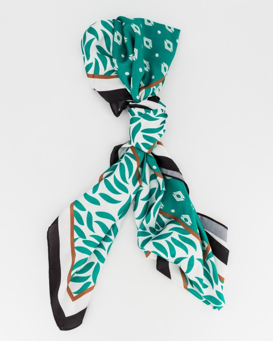 Old Khaki Scarves & Kimonos | Women'S Zanna Square Leaf Print Scarf Milk