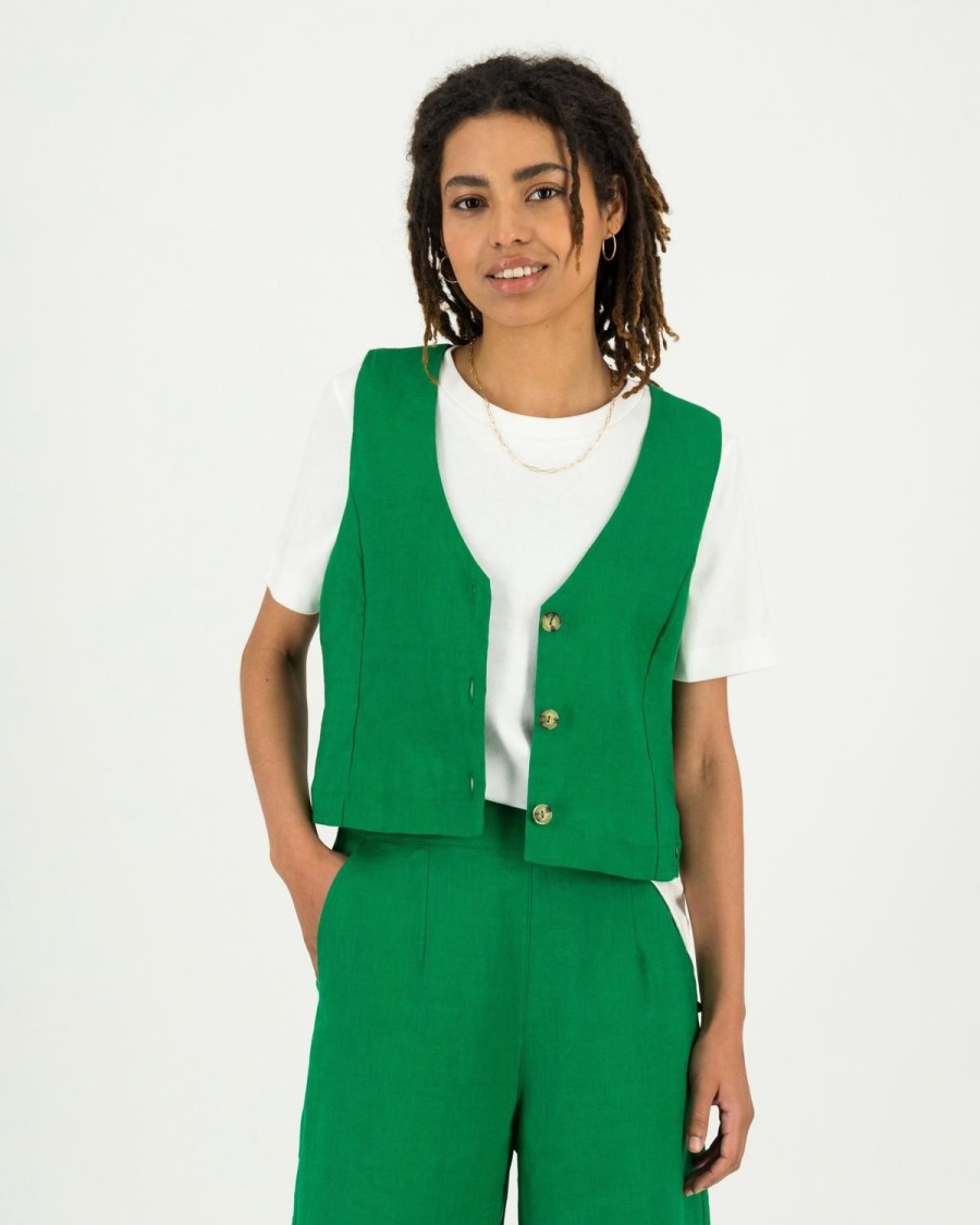 Old Khaki Jackets | Women'S Morgan Waistcoat Green