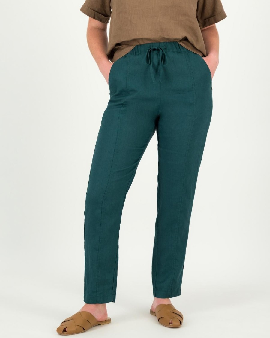 Old Khaki Pants | Women'S Eden Tapered Linen Pants Green