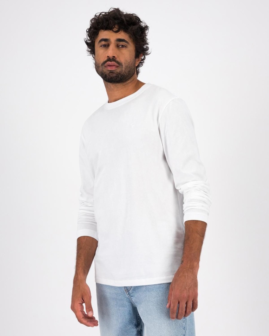 Old Khaki T-Shirts | Men'S Marc Crew Long Sleeve T-Shirt White