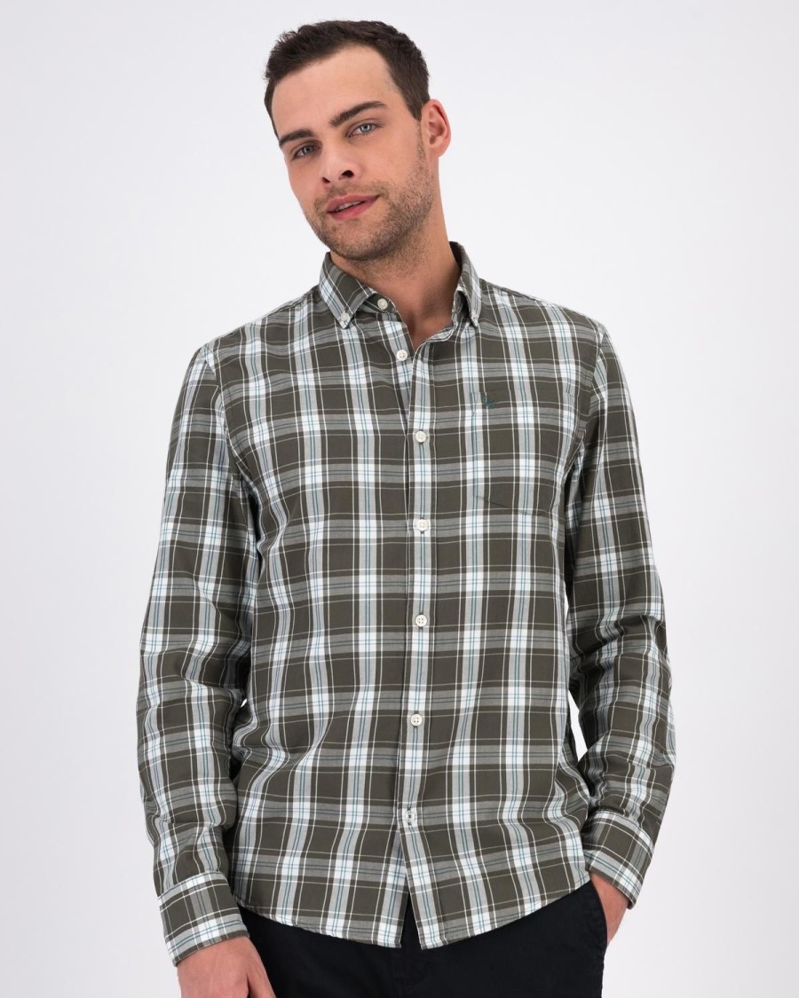 Old Khaki Shirts | Men'S Zain Check Slim Fit Shirt Grey