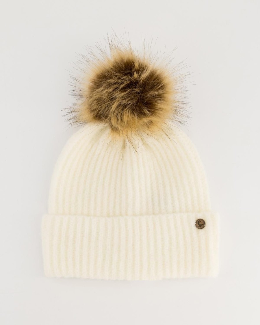 Old Khaki Beanies, Hats & Caps | Women'S Biance Pom-Pom Beanie Milk