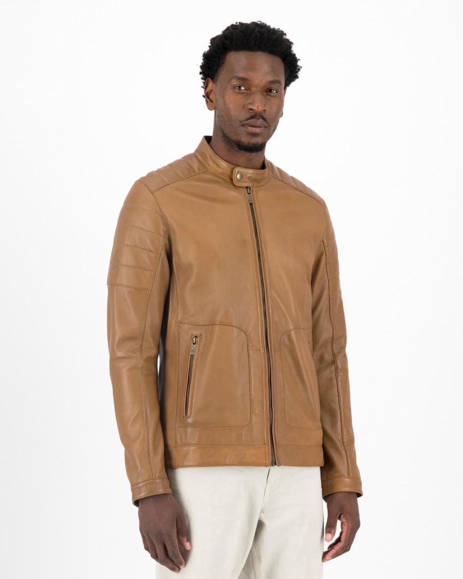 Old Khaki Jackets | Men'S Cam Leather Jacket Tan