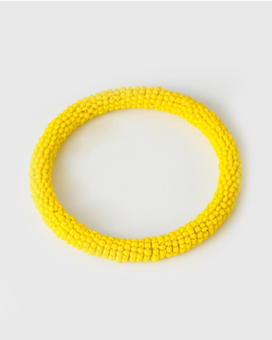 Old Khaki Jewellery | Women'S Beaded Bangle Bracelet Yellow