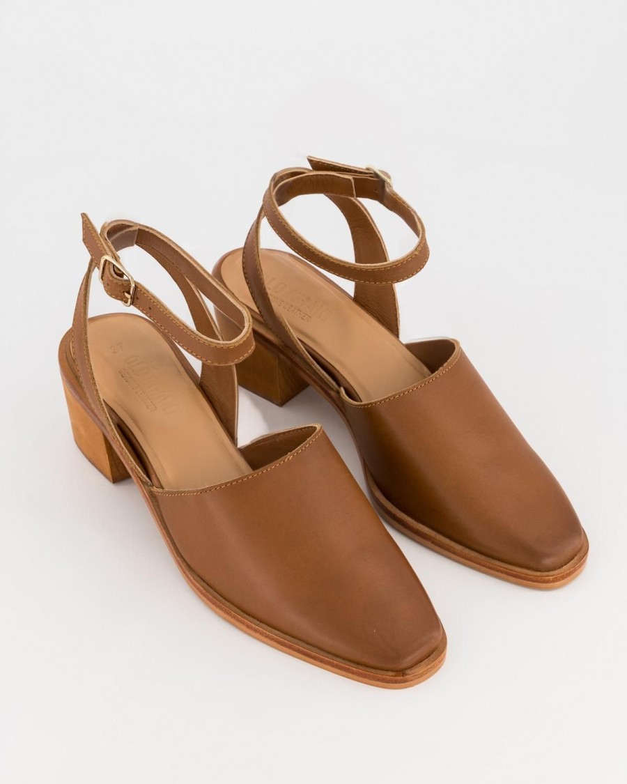 Old Khaki Wedges & Flats | Women'S Zameka Leather Block Heel Tan