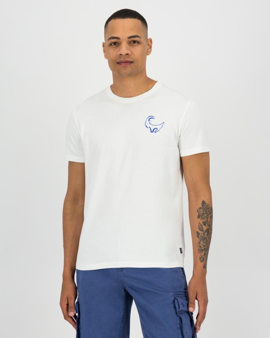 Old Khaki T-Shirts | Men'S Saturday Standard Fit Back Print T-Shirt White