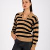 Old Khaki Knitwear & Sweats | Women'S Phoebe Striped Golfer Black