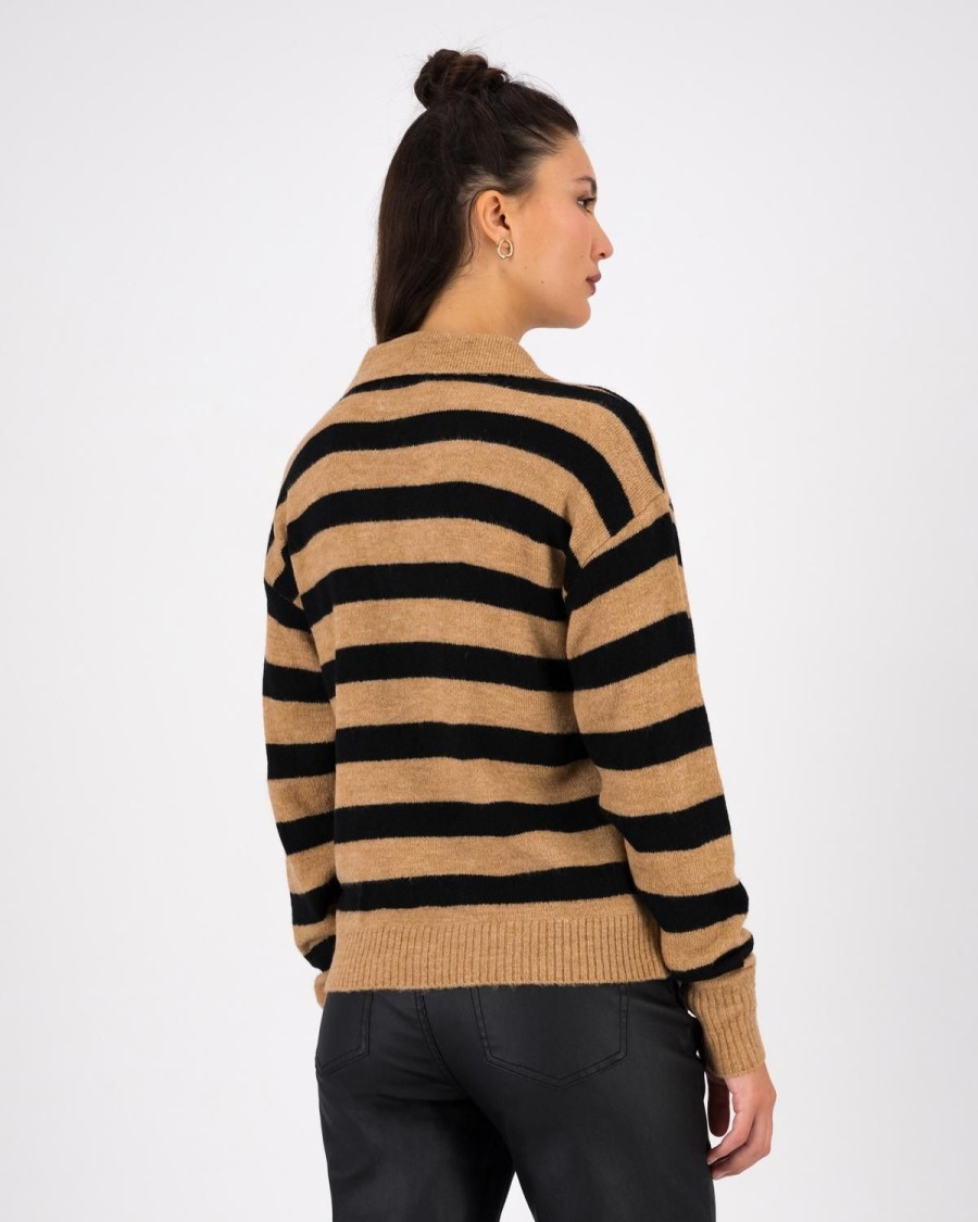 Old Khaki Knitwear & Sweats | Women'S Phoebe Striped Golfer Black