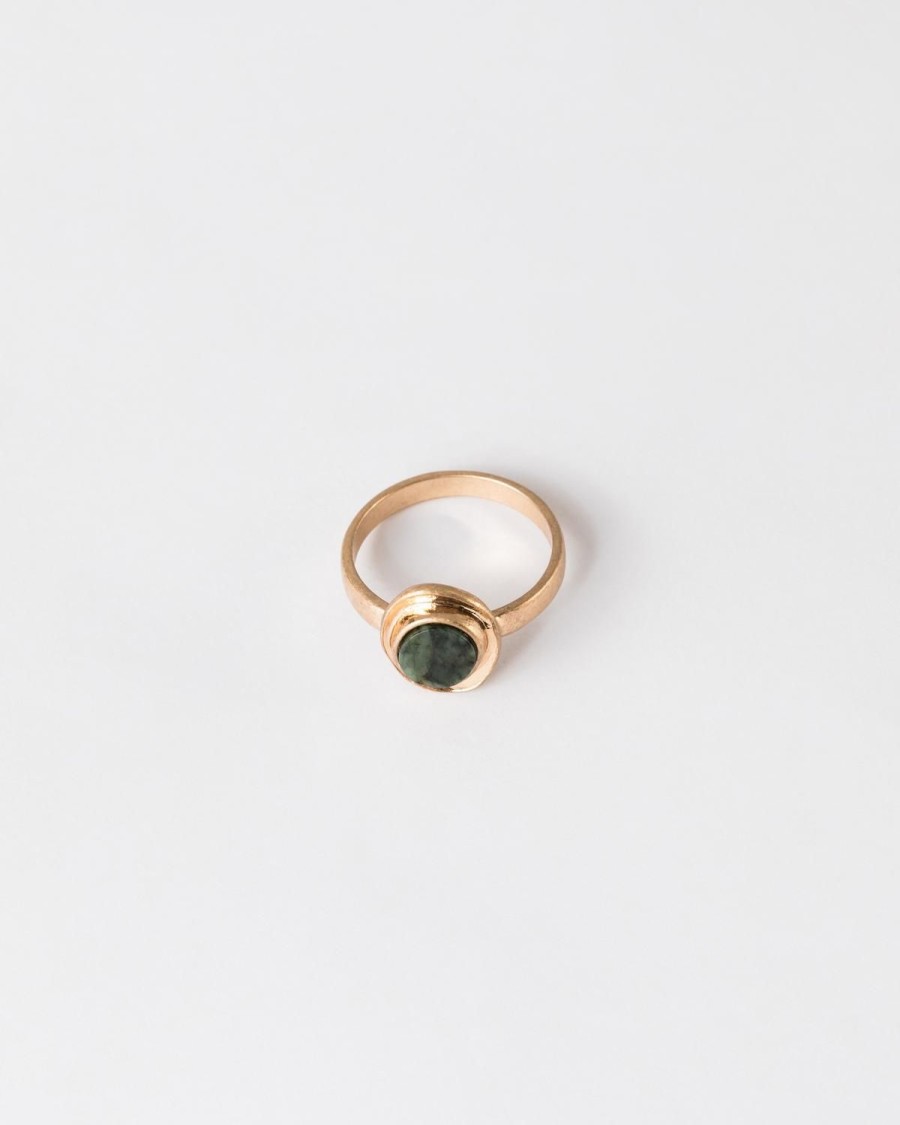 Old Khaki Jewellery | Women'S Stone & Plain Ring Set Green