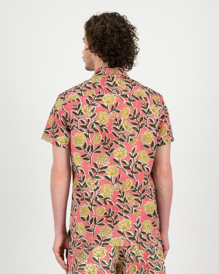 Old Khaki Shirts | Men'S Luther Slim Fit Floral Shirt Peach