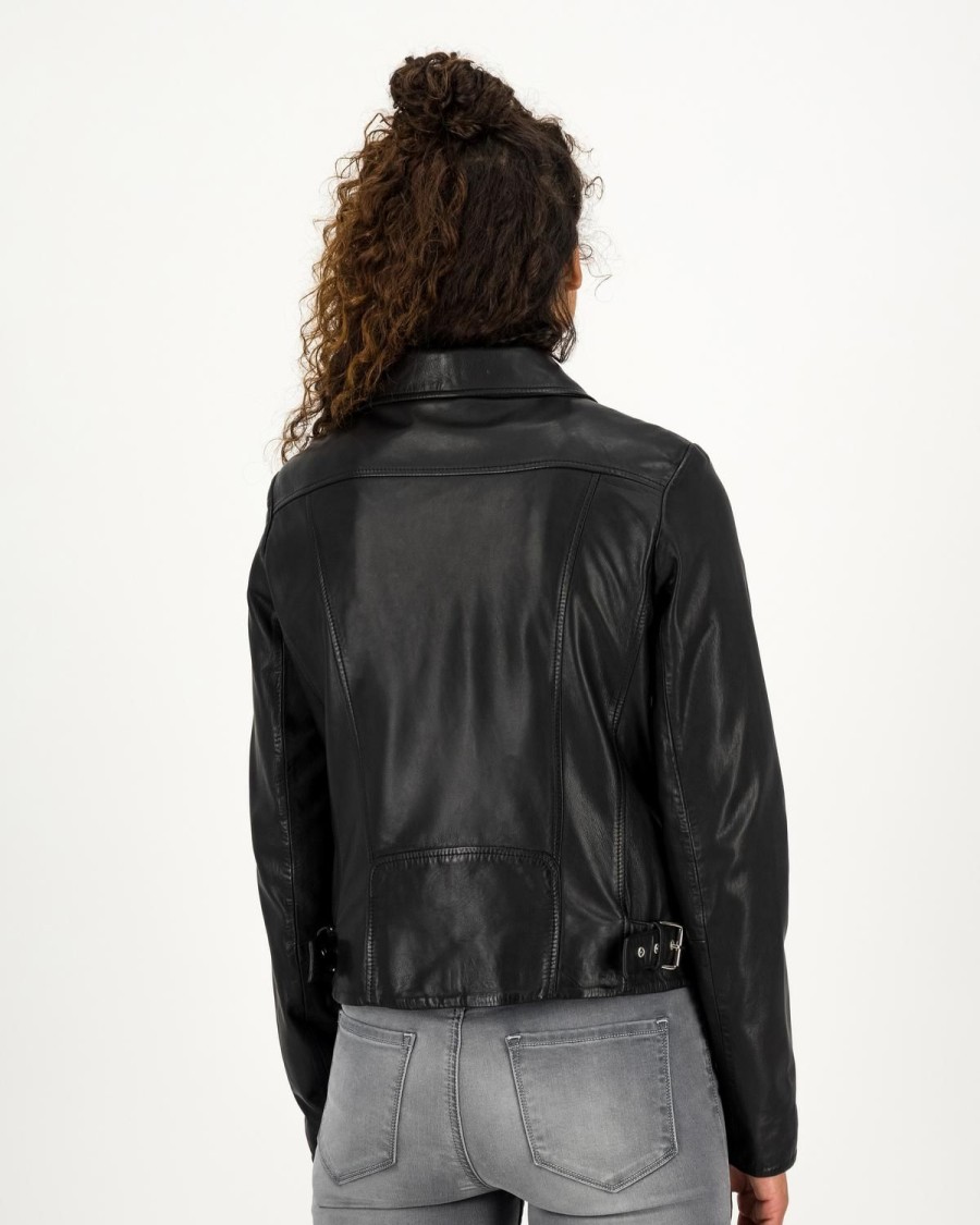 Old Khaki Jackets | Women'S Tyra Leather Biker Jacket Black