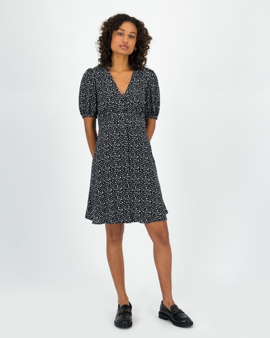 Old Khaki Dresses & Jumpsuits | Women'S Gina Ditsy Tea Dress Black