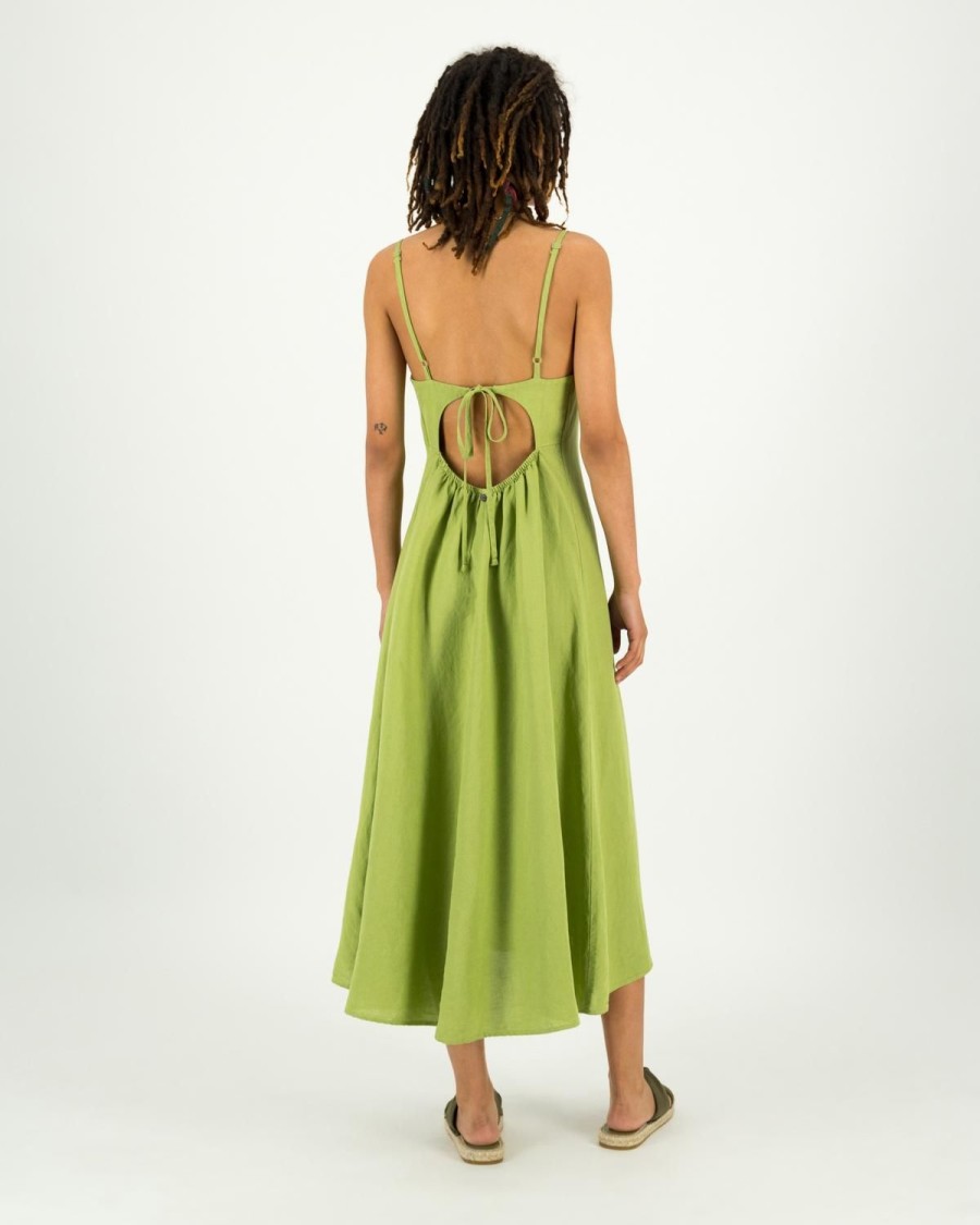 Old Khaki Dresses & Jumpsuits | Women'S Justine Linen Strappy Dress Green