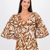 Old Khaki Shirts & Blouses | Women'S Juliette Abstract Print Blouse Camel