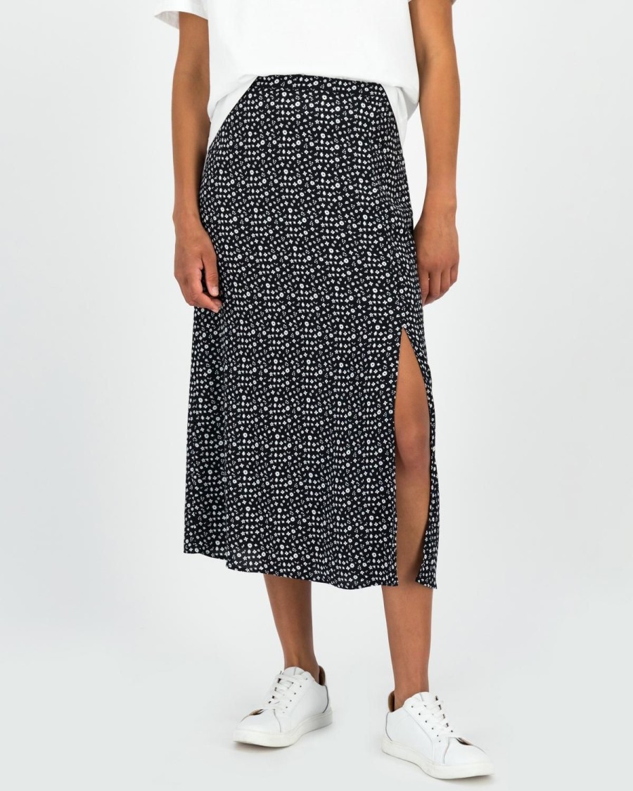 Old Khaki Skirts | Women'S Gina Midi Ditsy Skirt Black