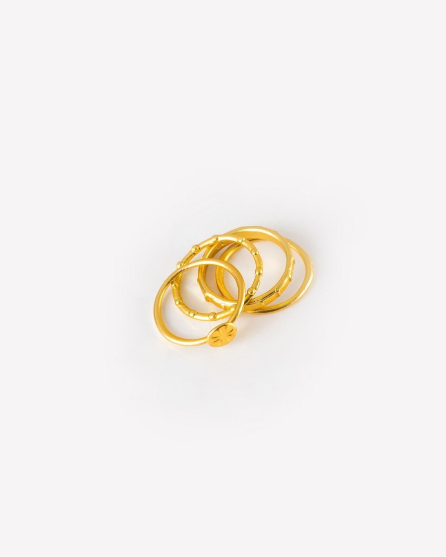 Old Khaki Jewellery | Women'S Stacking Rings 4-Pack Gold