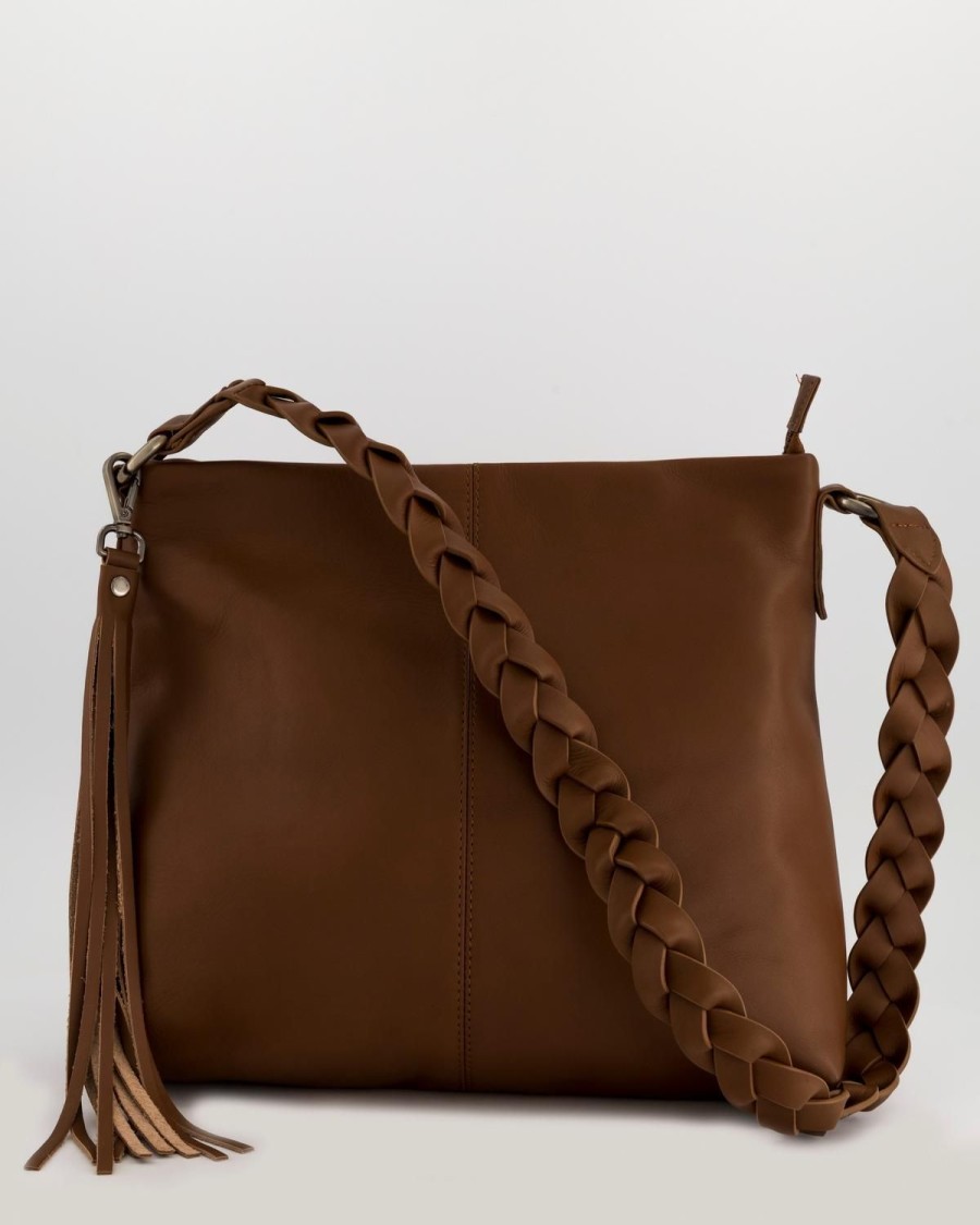 Old Khaki Bags & Purses | Women'S Anthea Plaited Handle Tote Bag Brown