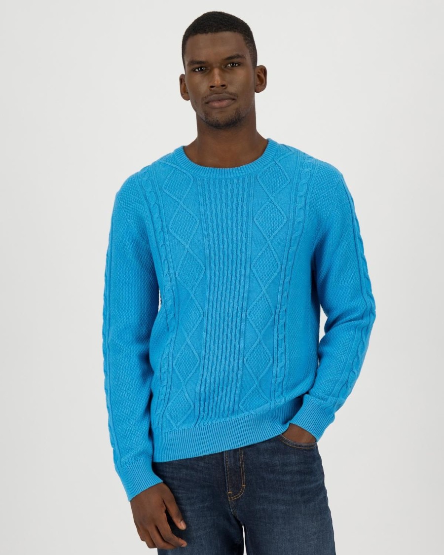 Old Khaki Knitwear | Men'S Adrian Cable Knit Sea Blue