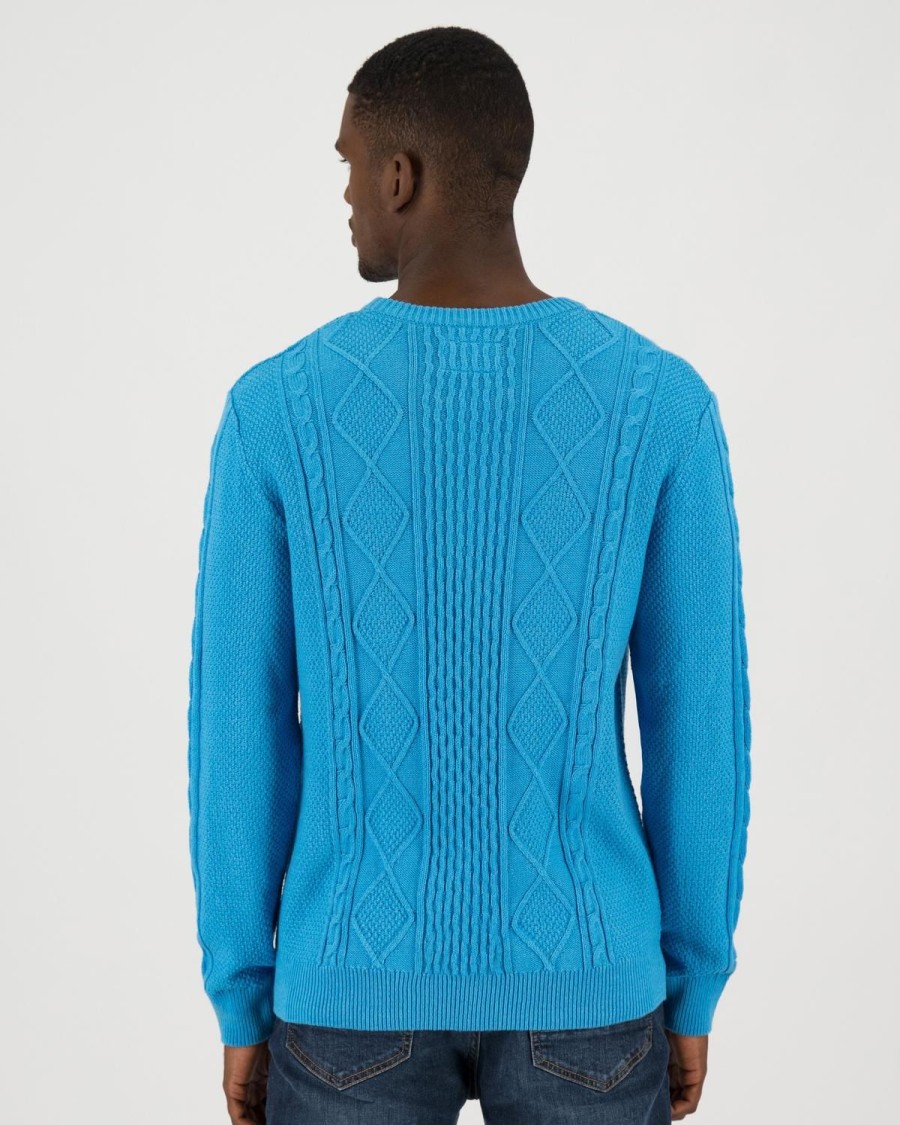 Old Khaki Knitwear | Men'S Adrian Cable Knit Sea Blue