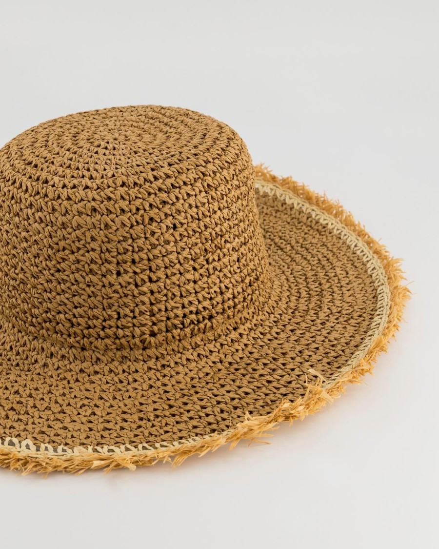 Old Khaki Beanies, Hats & Caps | Tyra Delicate Straw Bucket Hat Oatmeal