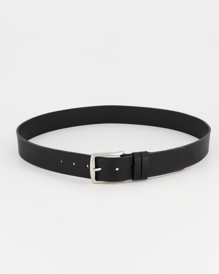 Old Khaki Belts | Men'S Benjamin Rolled Edge Leather Belt Black