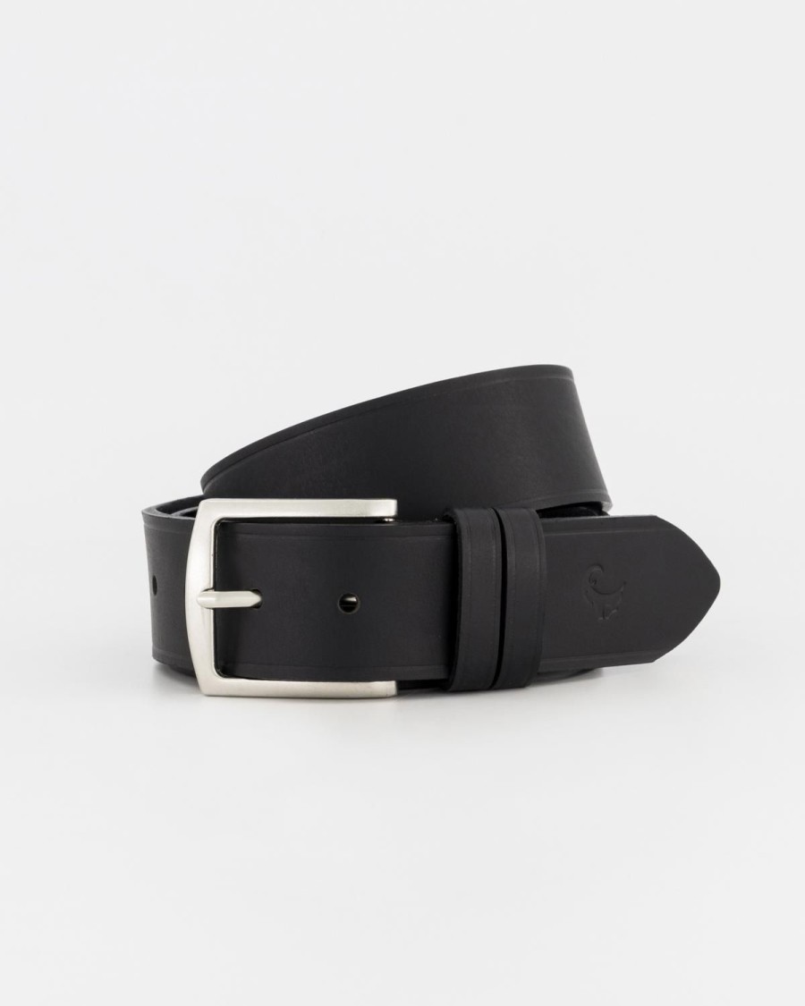 Old Khaki Belts | Men'S Benjamin Rolled Edge Leather Belt Black