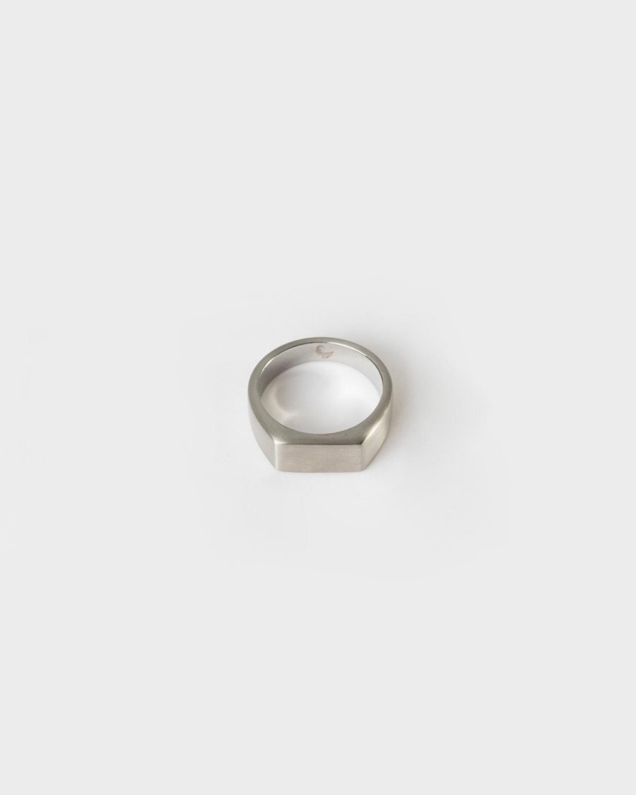 Old Khaki Jewellery | Men'S Stainless Steel Skinny Signet Ring Silver