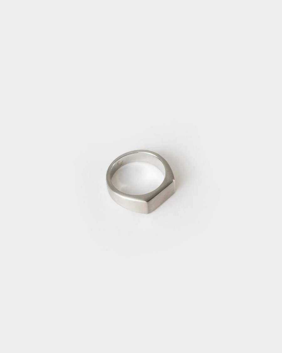 Old Khaki Jewellery | Men'S Stainless Steel Skinny Signet Ring Silver