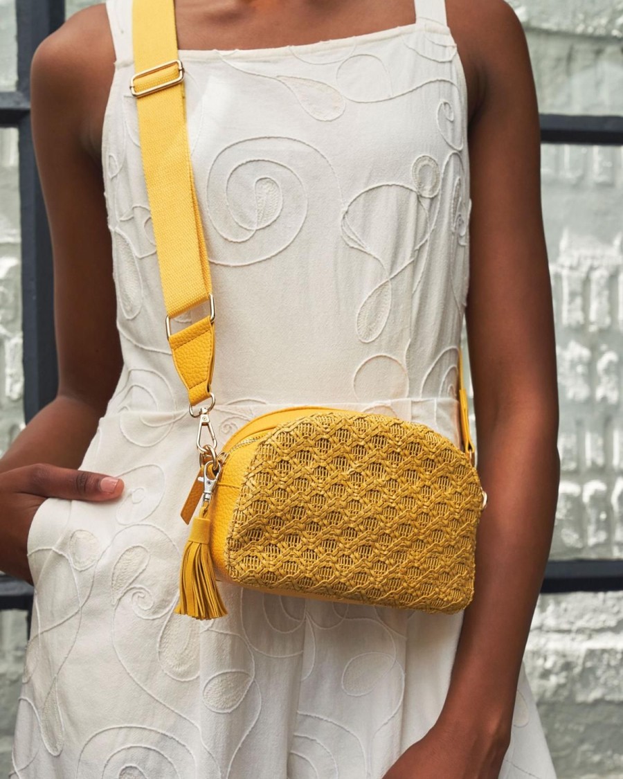 Old Khaki Bags & Purses | Women'S Zantia Dome Textured Cross-Body Bag Yellow