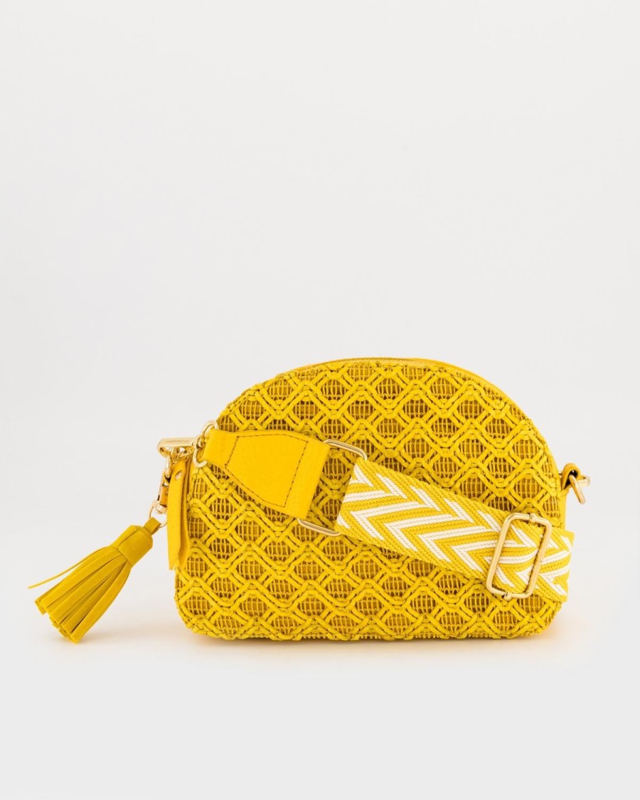 Old Khaki Bags & Purses | Women'S Zantia Dome Textured Cross-Body Bag Yellow